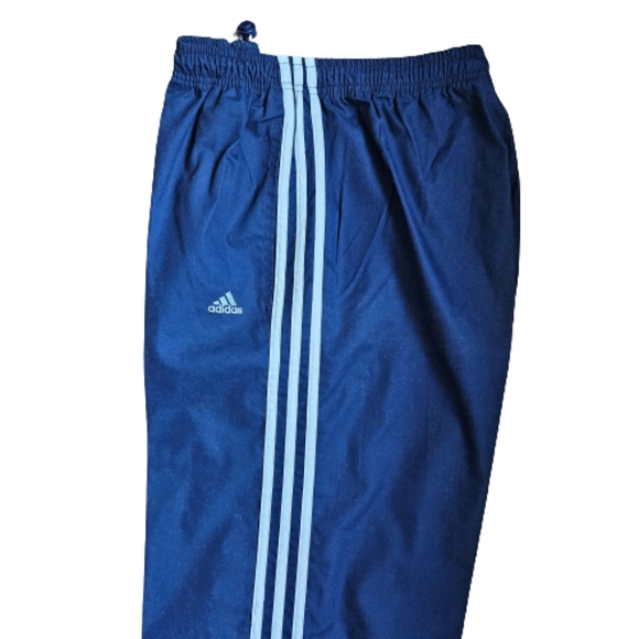 Adidas vintage blue trackpants high waist tapered leg elastic waist unisex sz M - Picture 10 of 17